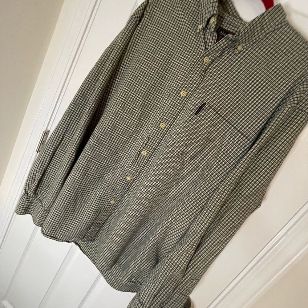 Abercrombie mens Large green checkered button up shirt